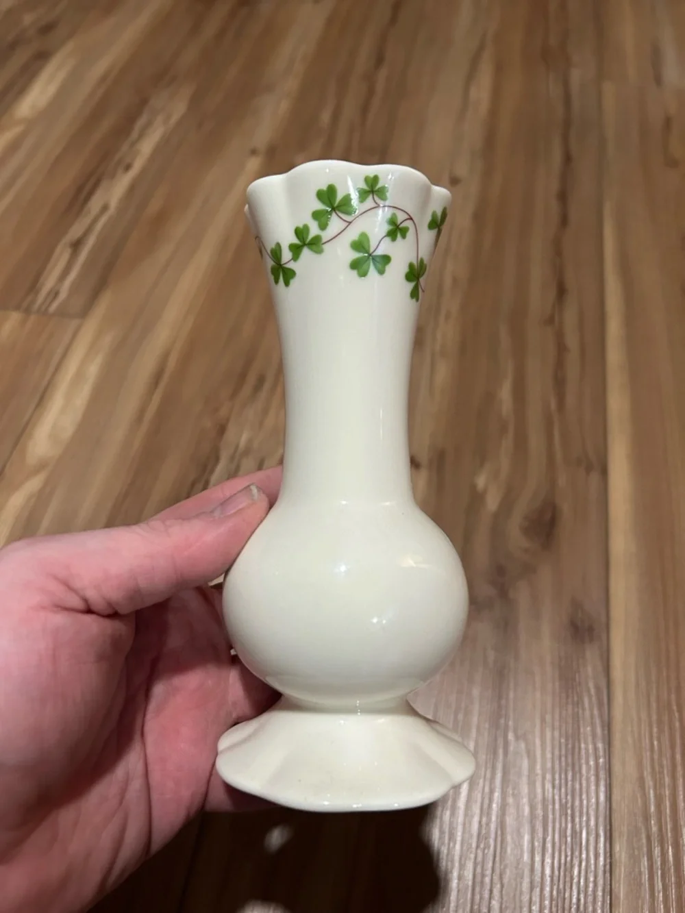 Shannon Godinger Porcelain Clover Accent Bud Vase - White and Green